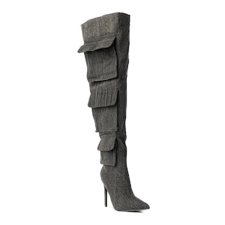 Foto 5 | Bota Alta Moda Puntal Mezclilla 11cm De Mujer Walki Lorenza Negro