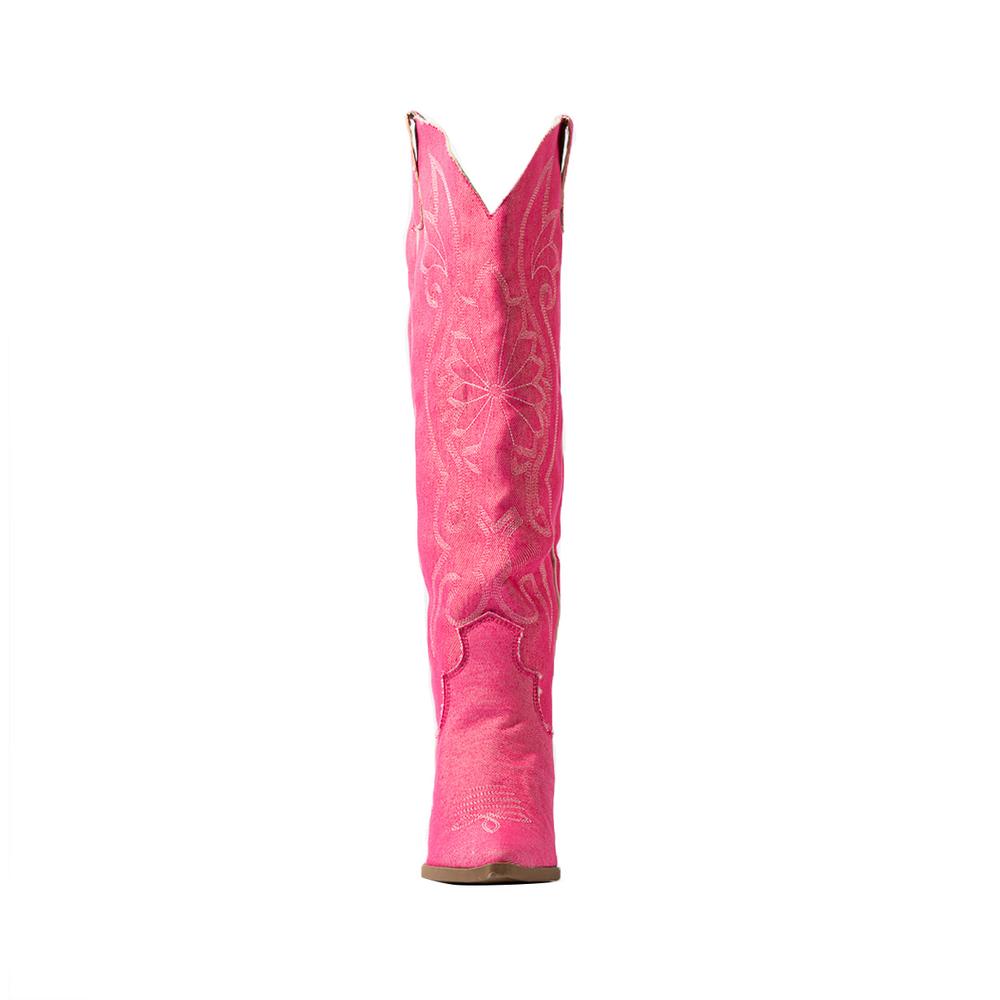 Foto 5 pulgar | Bota Vaquera Tacón Moda 6.5cm Para Mujer Walki Romina Rosa