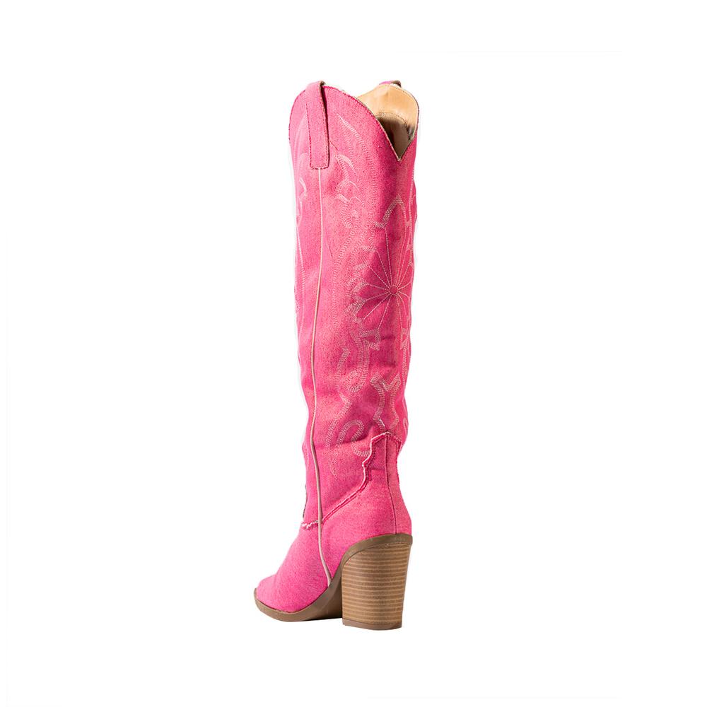 Foto 6 pulgar | Bota Vaquera Tacón Moda 6.5cm Para Mujer Walki Romina Rosa