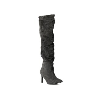 Foto 4 | Bota Alta Puntal Mezclilla Moda 8cm Para Mujer Walki Raquel Negro