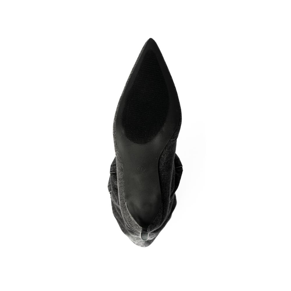 Foto 6 pulgar | Bota Alta Puntal Mezclilla Moda 8cm Para Mujer Walki Raquel Negro
