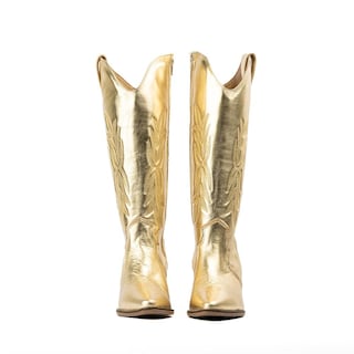 Foto 7 | Botas Vaqueras Piel Tacón Moda 6.5cm Para Mujer Walki Karla Dorado