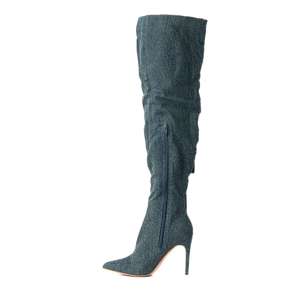 Foto 5 pulgar | Bota Alta Moda Puntal Mezclilla 11cm De Mujer Walki Lorenza Azul