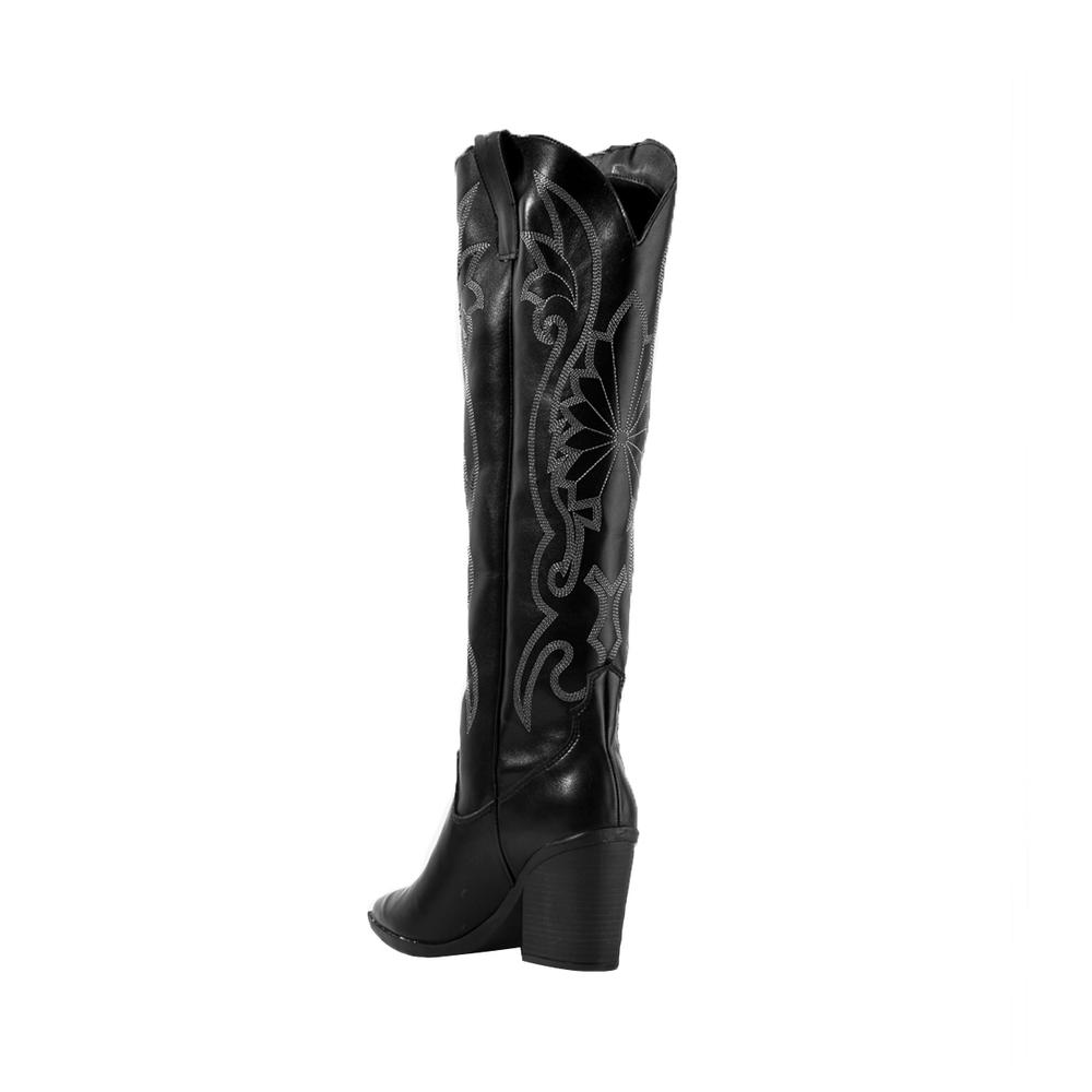 Foto 6 pulgar | Bota Vaquera Tacón Moda 6.5cm Para Mujer Walki Romina Negro