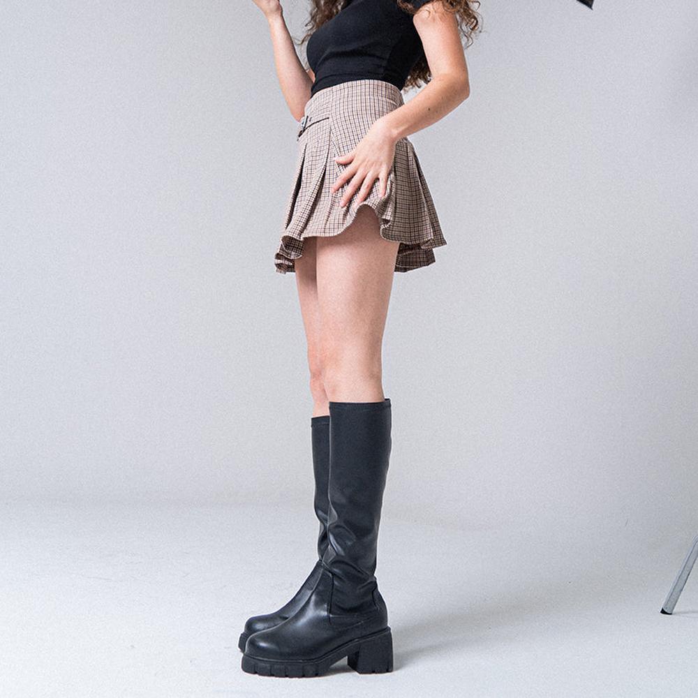Foto 2 | Bota Alta Combat Militar Elástica 5cm Para Mujer Walki Mara Negro