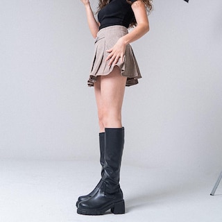 Foto 2 | Bota Alta Combat Militar Elástica 5cm Para Mujer Walki Mara Negro