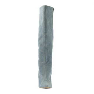 Foto 5 | Bota Alta Tacon Mezclilla Moda 10.5cm Para Mujer Walki Sonia Azul Petroleo