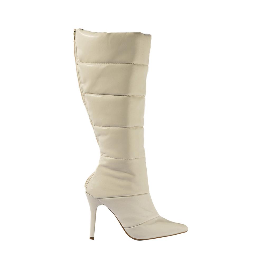 Foto 1 | Bota Alta Tacon Delgado Moda 10.5cm Para Mujer Walki Natalie Beige