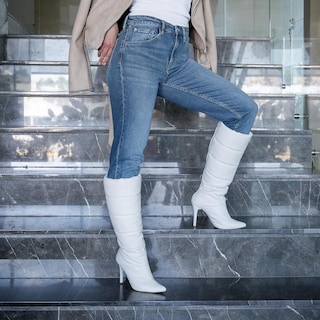 Foto 2 | Bota Alta Tacon Delgado Moda 10.5cm Para Mujer Walki Natalie Beige