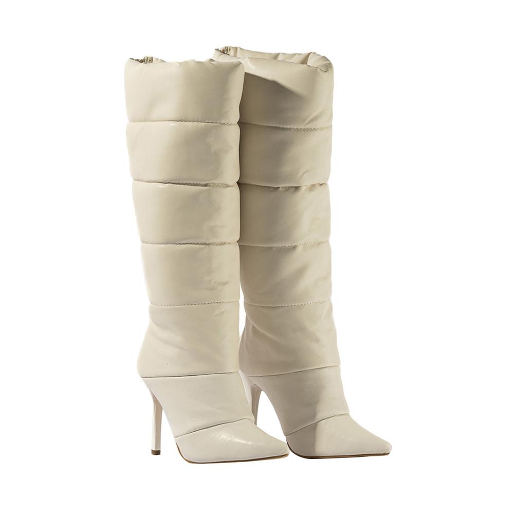 Foto 3 | Bota Alta Tacon Delgado Moda 10.5cm Para Mujer Walki Natalie Beige