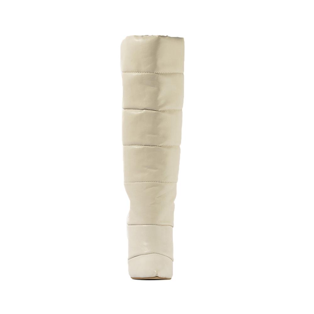 Foto 5 pulgar | Bota Alta Tacon Delgado Moda 10.5cm Para Mujer Walki Natalie Beige