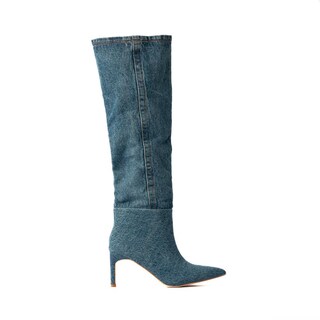 Foto 1 | Bota Alta Puntal Mezclilla Moda 8cm Para Mujer Walki Raquel Azul