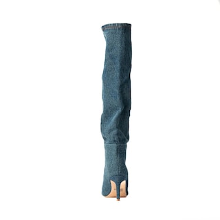 Foto 4 | Bota Alta Puntal Mezclilla Moda 8cm Para Mujer Walki Raquel Azul
