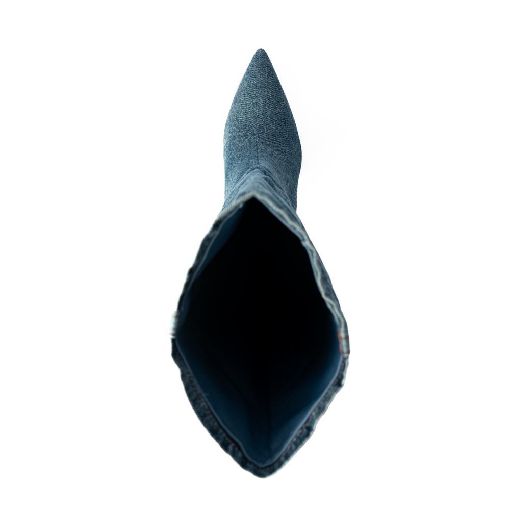 Foto 8 pulgar | Bota Alta Puntal Mezclilla Moda 8cm Para Mujer Walki Raquel Azul