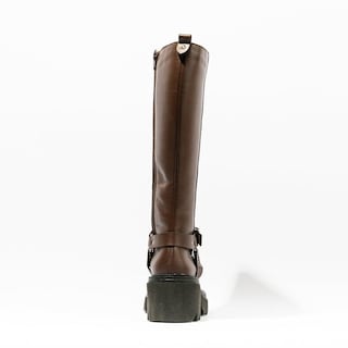 Foto 5 | Bota Alta Hebillas Tacón Casual 6cm Para Mujer Walki Mariam Cafe