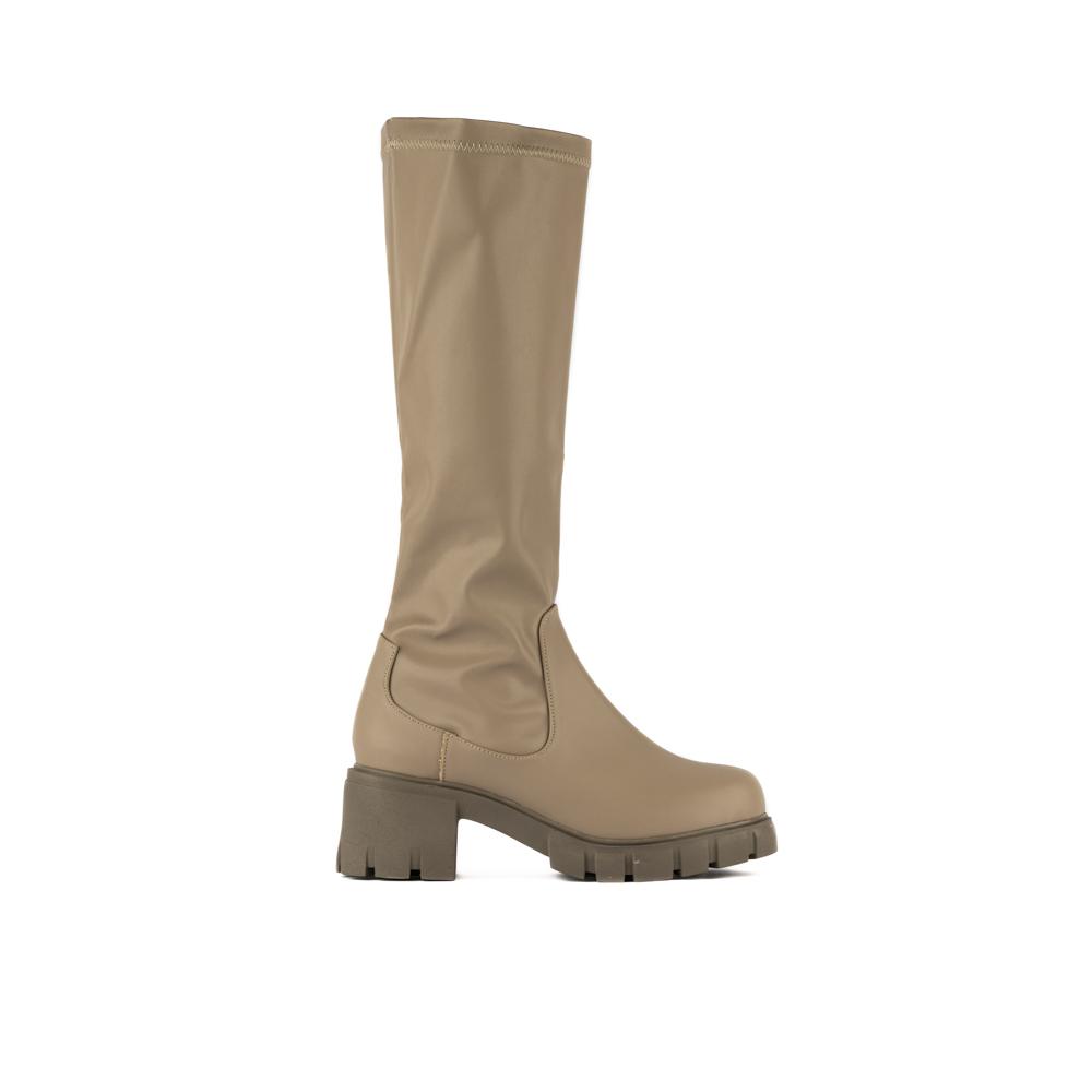 Foto 2 pulgar | Bota Alta Combat Militar Elástica 5cm Para Mujer Walki Mara Cafe