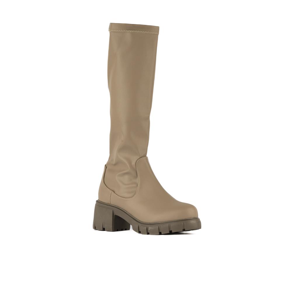 Foto 2 | Bota Alta Combat Militar Elástica 5cm Para Mujer Walki Mara Cafe