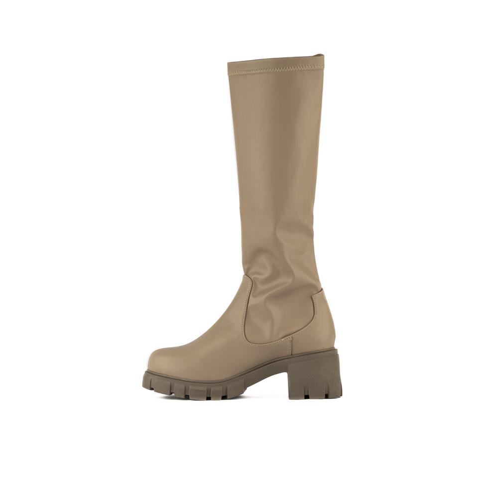Foto 4 pulgar | Bota Alta Combat Militar Elástica 5cm Para Mujer Walki Mara Cafe