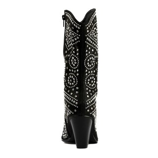 Foto 4 | Bota Vaquera Brillo Tacón Moda 8.5cm De Mujer Walki Antonia Negro