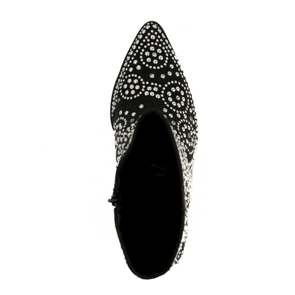 Foto 7 pulgar | Bota Vaquera Brillo Tacón Moda 8.5cm De Mujer Walki Antonia Negro