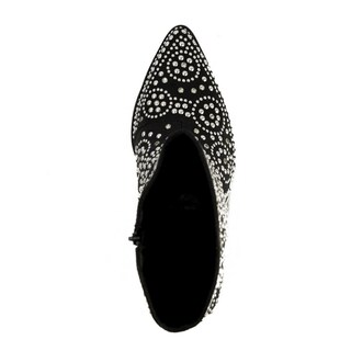 Foto 6 | Bota Vaquera Brillo Tacón Moda 8.5cm De Mujer Walki Antonia Negro