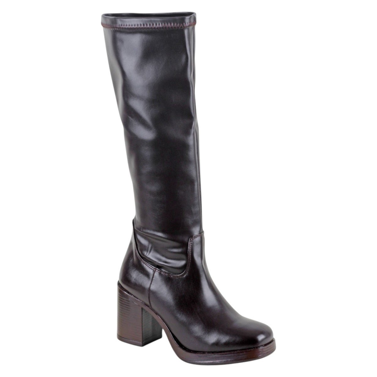Foto 2 pulgar | Botas Altas Exterior Piel Vegana Color Café Para Mujer De Rbcollection