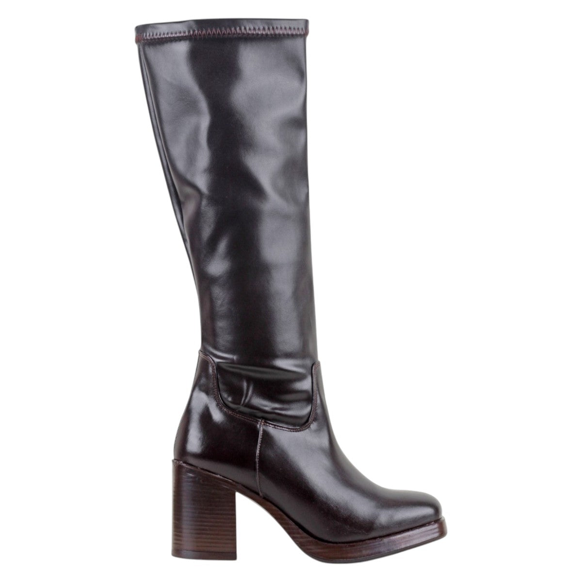 Foto 3 pulgar | Botas Altas Exterior Piel Vegana Color Café Para Mujer De Rbcollection