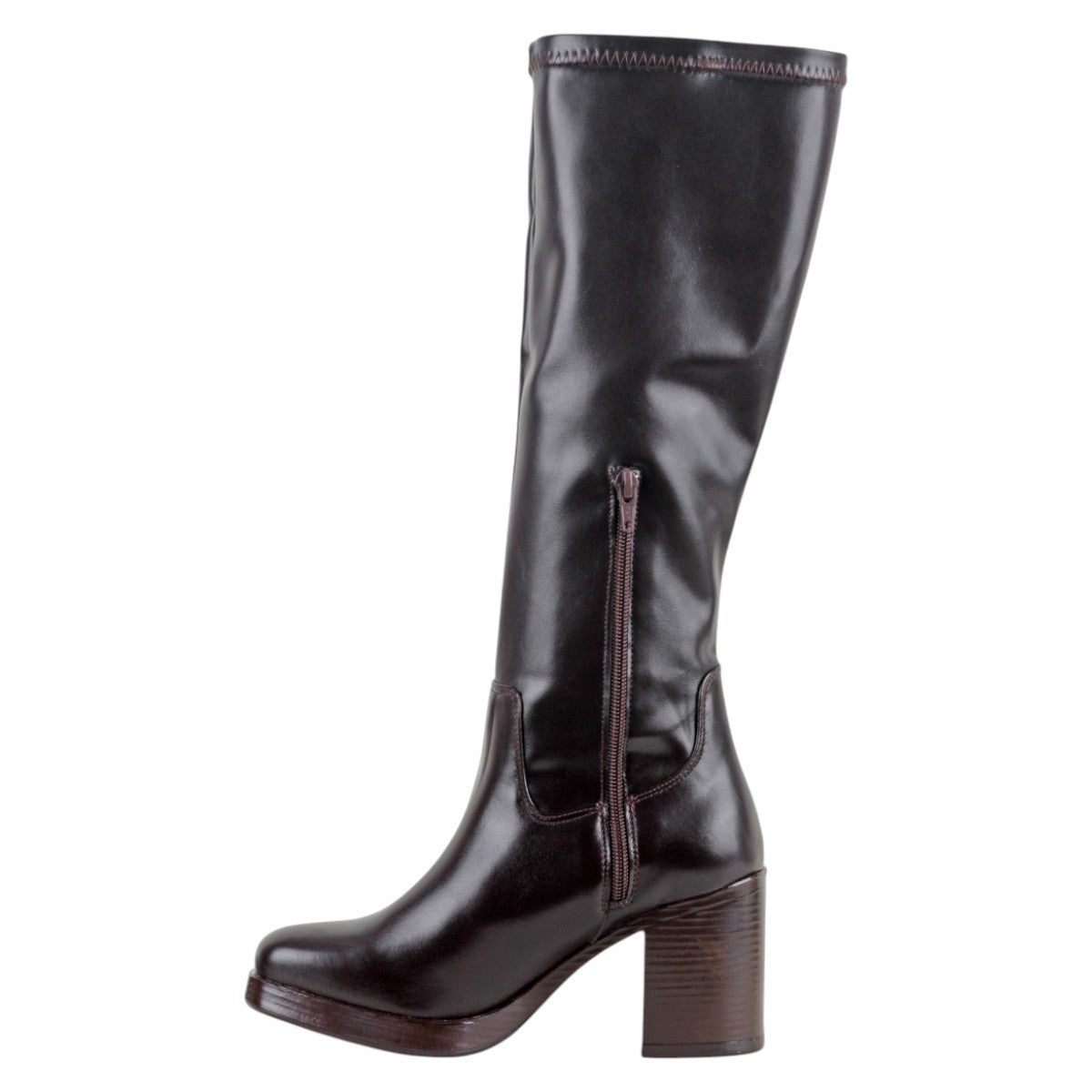 Foto 4 pulgar | Botas Altas Exterior Piel Vegana Color Café Para Mujer De Rbcollection