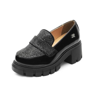 Foto 3 | Mocasin Infantil Niña Plataforma Brillos Negro Salamandra Negro