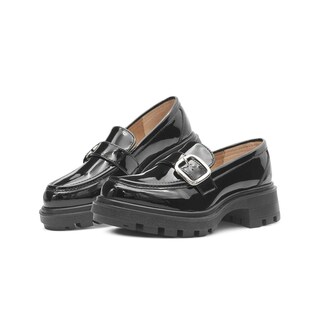 Foto 1 | Zapato Mocasin Para Mujer Charol Negro Moda Suela Chunky Negro
