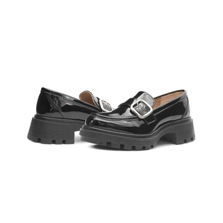Foto 2 | Zapato Mocasin Para Mujer Charol Negro Moda Suela Chunky Negro