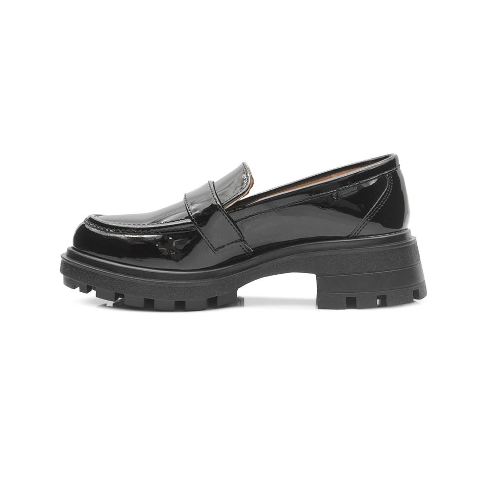 Foto 6 pulgar | Zapato Mocasin Para Mujer Charol Negro Moda Suela Chunky Negro