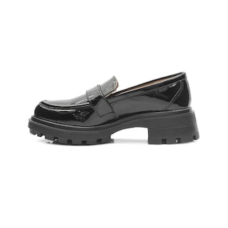 Foto 5 | Zapato Mocasin Para Mujer Charol Negro Moda Suela Chunky Negro