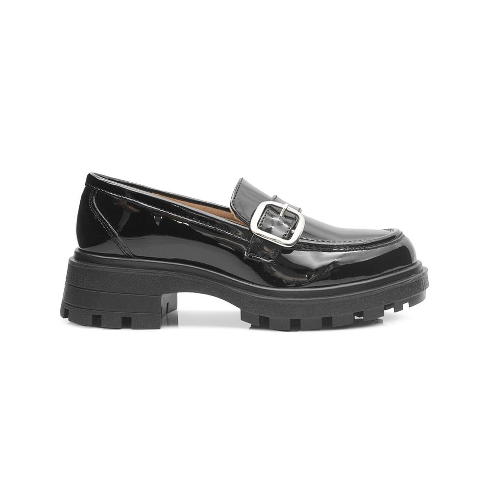 Foto 6 | Zapato Mocasin Para Mujer Charol Negro Moda Suela Chunky Negro