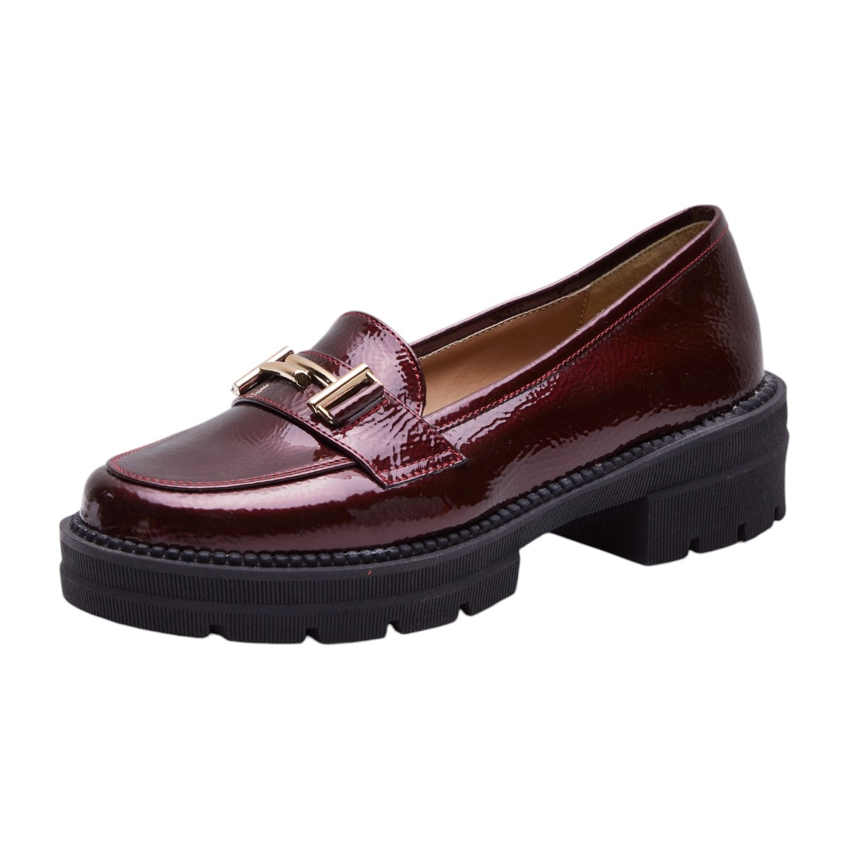 Mocasines Calzado Watanabe Color Tinto Charol Con Cadena $649