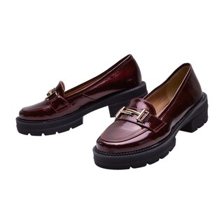 Foto 4 | Mocasines Calzado Watanabe Color Tinto Charol Con Cadena