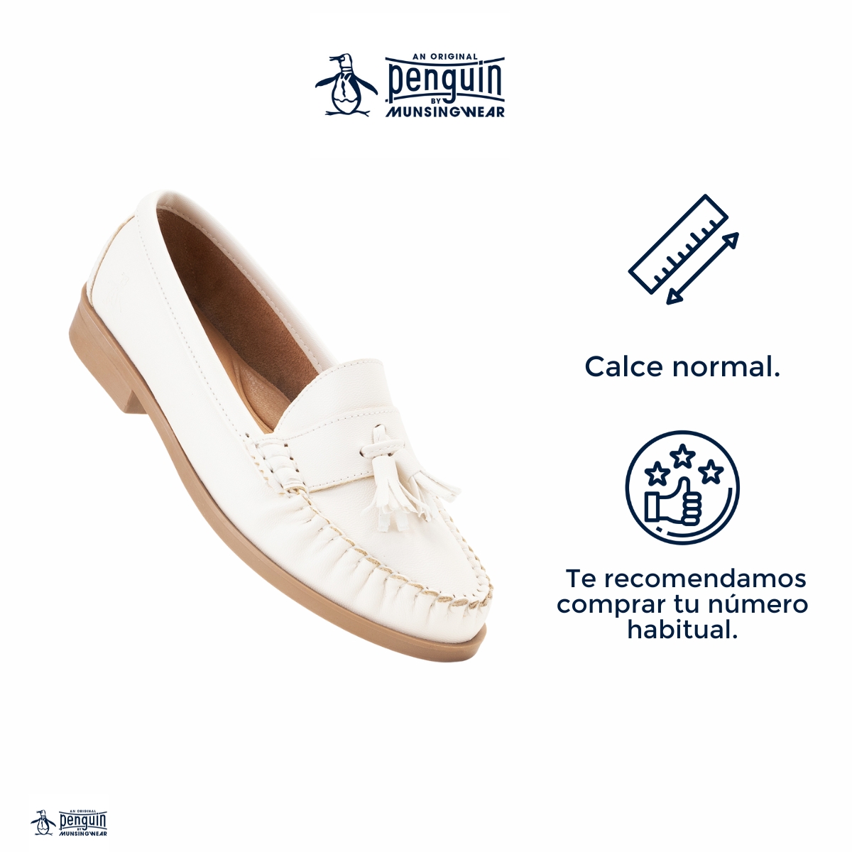 Foto 5 pulgar | Mocasín Original Penguin Style Ebba Hueso Para Mujer