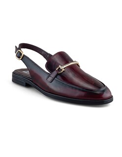 Foto 1 | Mocasín Mule Vino Para Mujer Con Hebilla Y Tacón Bajo