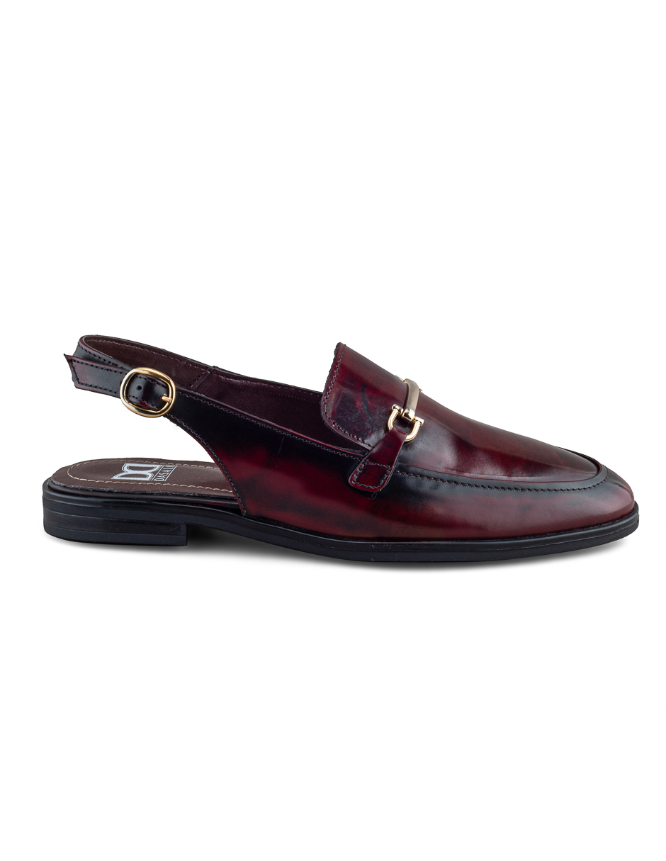 Foto 3 pulgar | Mocasín Mule Vino Para Mujer Con Hebilla Y Tacón Bajo