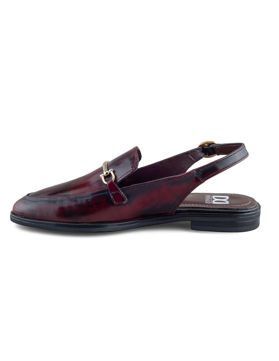 Foto 4 | Mocasín Mule Vino Para Mujer Con Hebilla Y Tacón Bajo