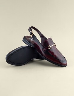 Foto 7 | Mocasín Mule Vino Para Mujer Con Hebilla Y Tacón Bajo