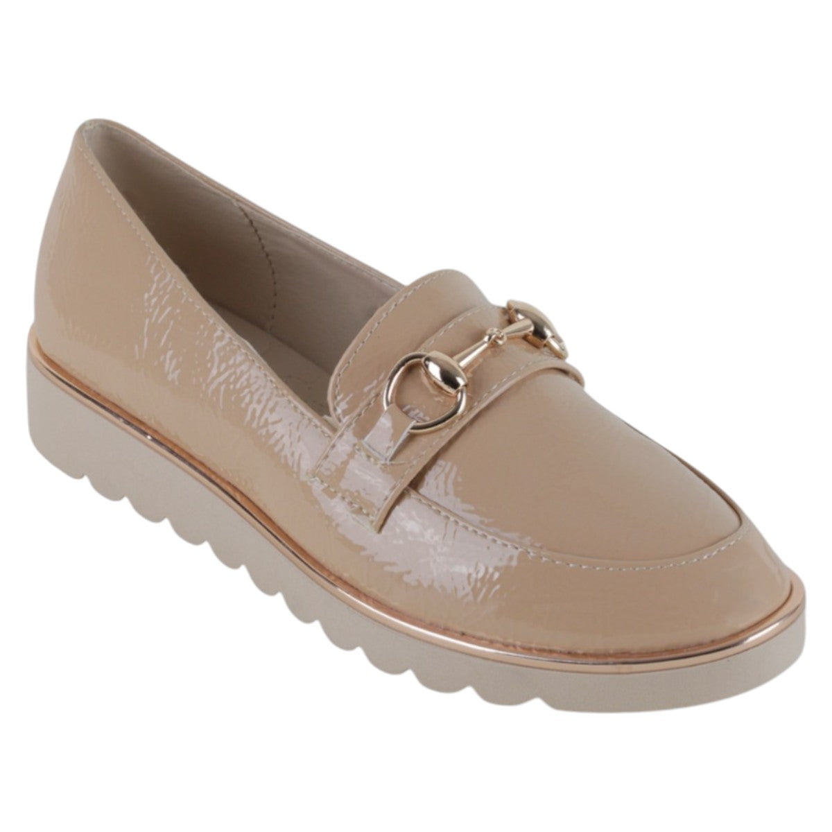 Foto 1 | Mocasines Exterior Charol Color Beige Para Mujer De Rbcollection