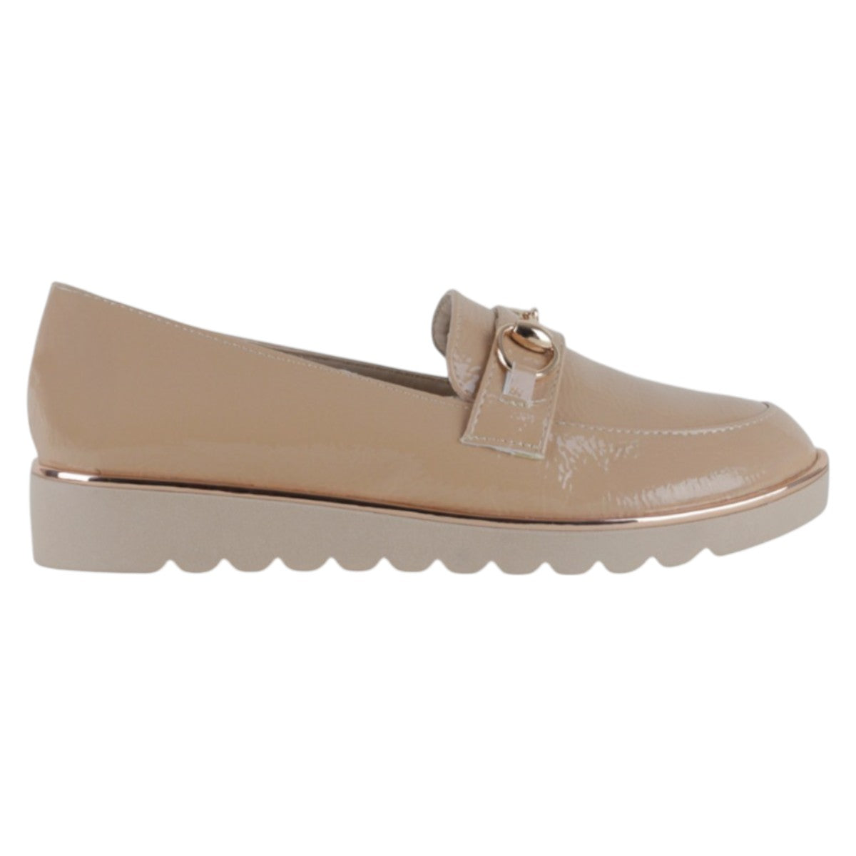 Foto 2 | Mocasines Exterior Charol Color Beige Para Mujer De Rbcollection
