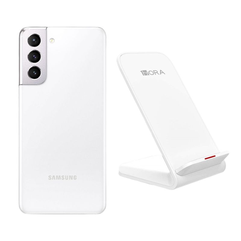 Celular Samsung S21 128gb color Blanco Reacondicionado + Base Cargador