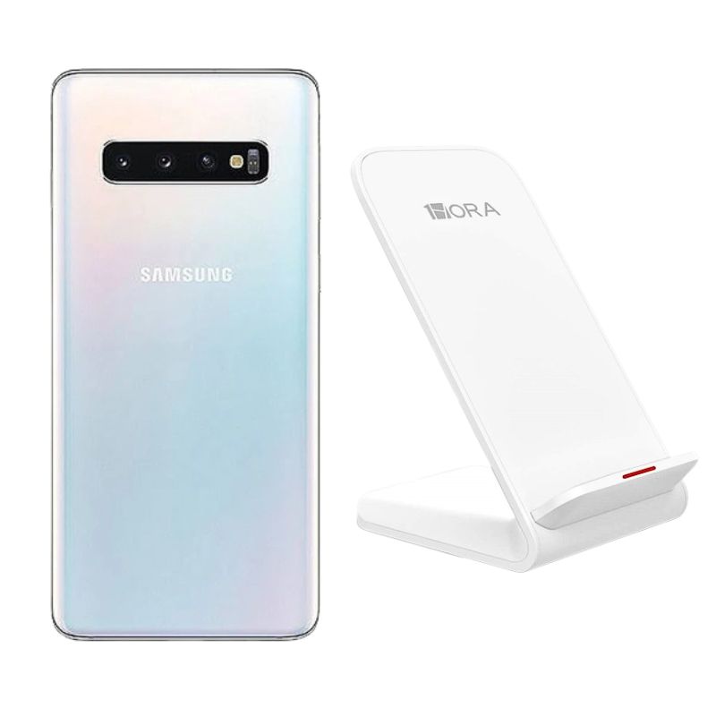 Celular Samsung S10 Plus 128gb Blanco Reacondicionado + Base Cargador