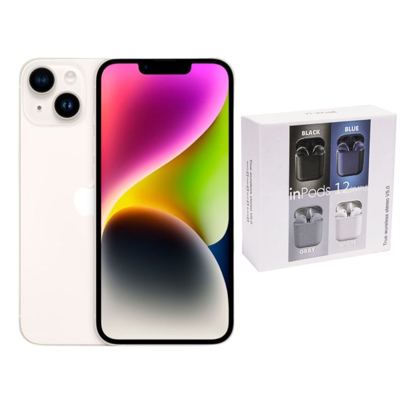 Iphone 14 128gb Blanco E-sim Reacondicionado + Audífonos Genéricos