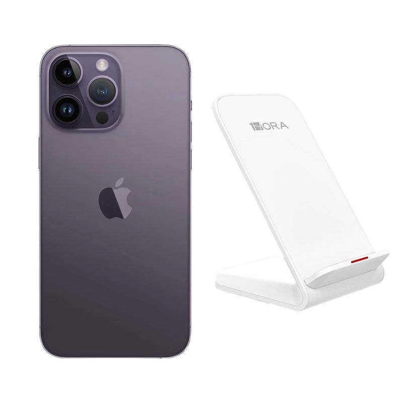 Foto 2 pulgar | Iphone 14 Pro Max 256gb Morado Chip Reacondicionado + Base Cargador