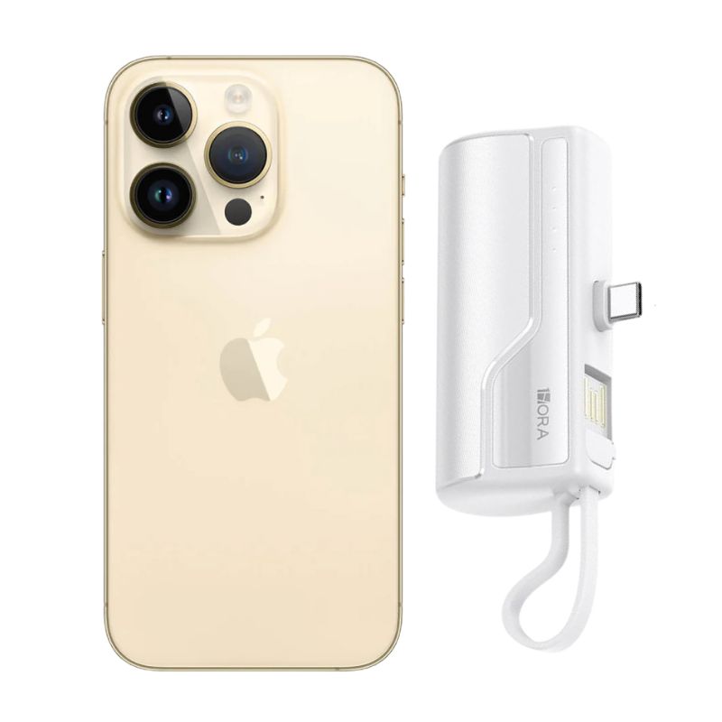 Iphone 14 Pro 128gb Dorado E-sim Reacondicionado + Mini Batería Portátil