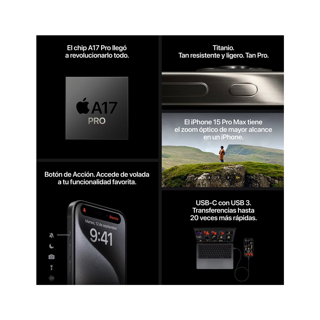 Foto 4 pulgar | Celular Iphone 15 Pro Max 256 Gb Negro Reacondicionado Grado A+ Open Box