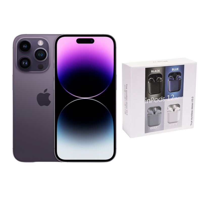 Iphone 14 Pro 128gb Morado E-sim Reacondicionado + Audífonos Genéricos